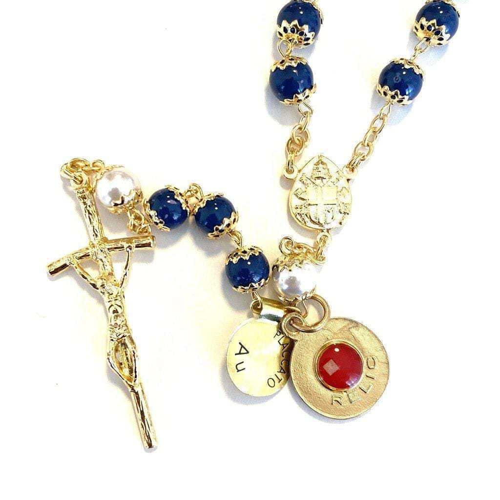 CatholicallyCatholically Saint JPII - St.John Paul II Pope - Blessed Rosary with Relic Ex-Indumentis