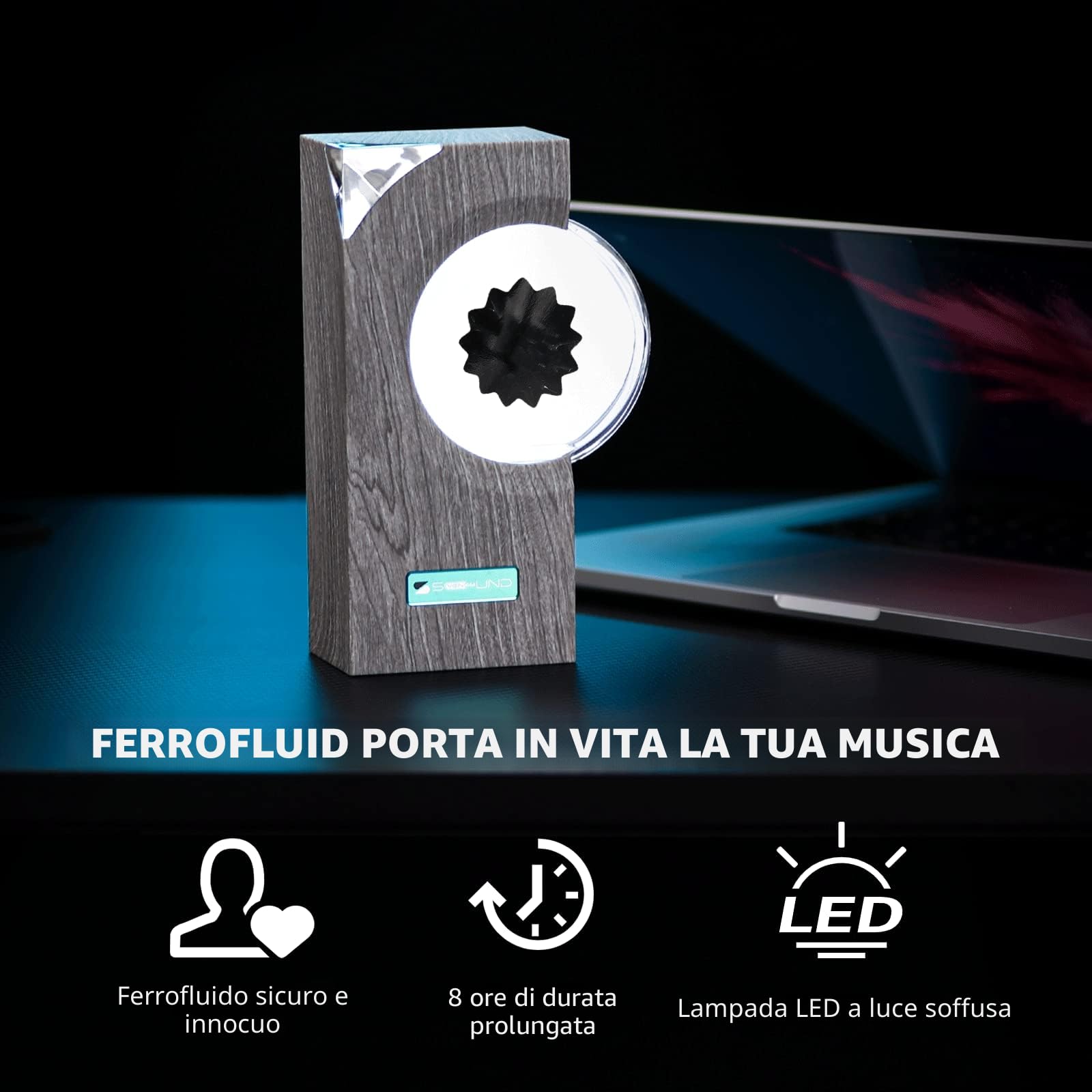 sovenomund Ferrofluid Speaker Music Mate, Lampada Ferrofluid che Balla a Ritmo di Musica - Decorazione da Scrivania, Regalo per Adolescenti (Non è un Altoparlante, Senza Suono)