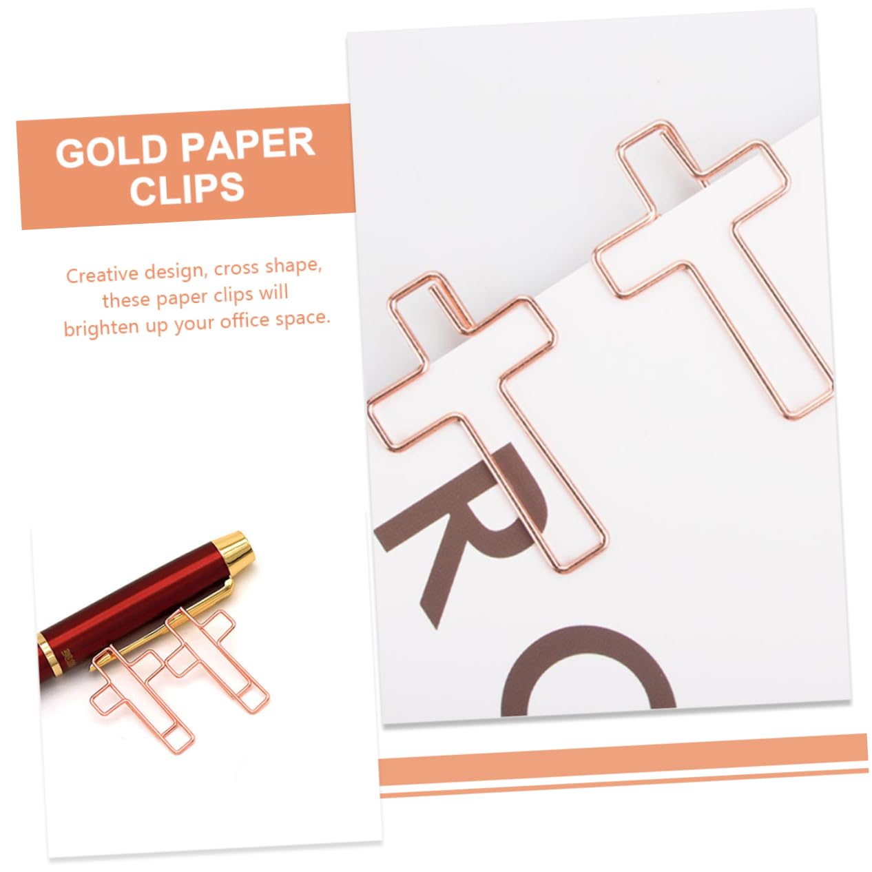 10 Pezzi Fermaglio a Croce Graziose Graffette Leganti Graffetta Clip Cancelleria Graffette Piccole Fermagli Piccoli Graffetta Per Fogli Carta Piccole Clip Metallo Rose Gold