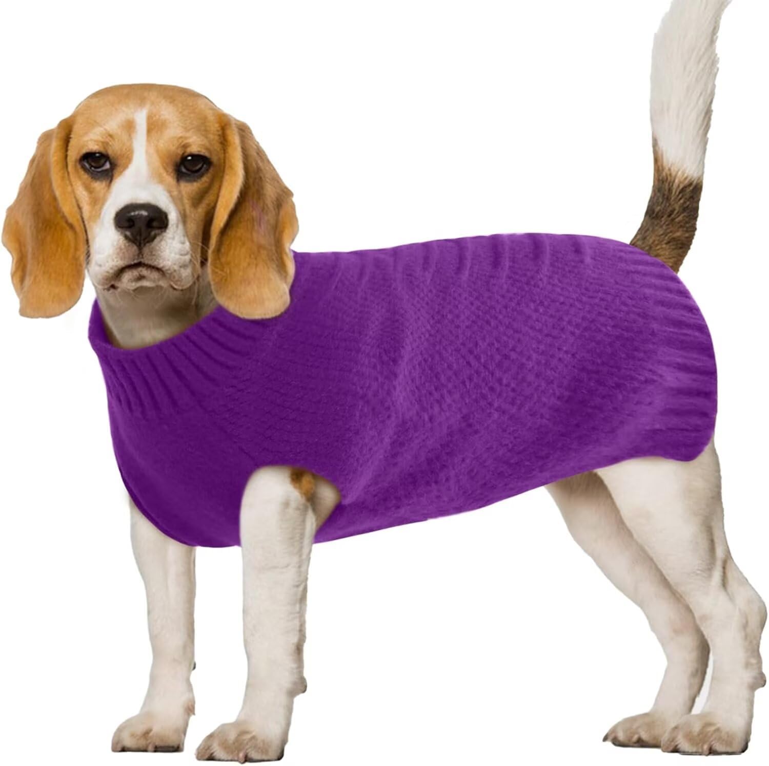IECOii Large Dog Jumper,Dog Sweaters For Large Dogs,Warm Dogs Christmas Jumper Sleeveless,Pet Winter Clothes For Fall Winter,Pullover Dog's Knitwear Cold Weather Coats For French Bulldog,Purple,L
