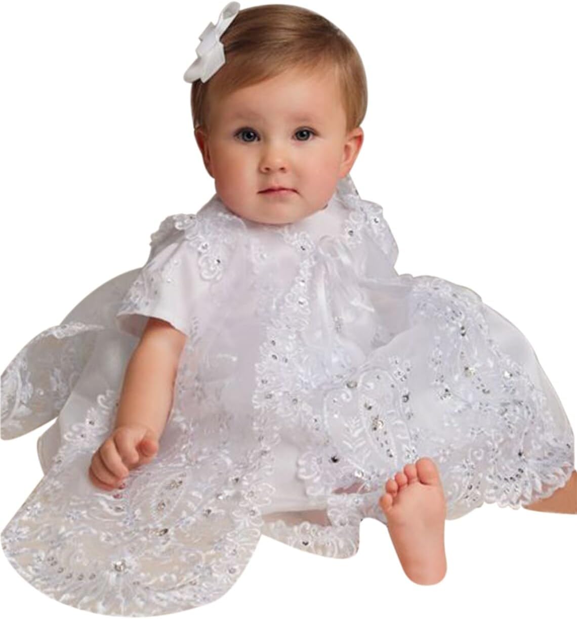 Luxury Christening Dress Set for Baby Girls – White Baptism Outfit