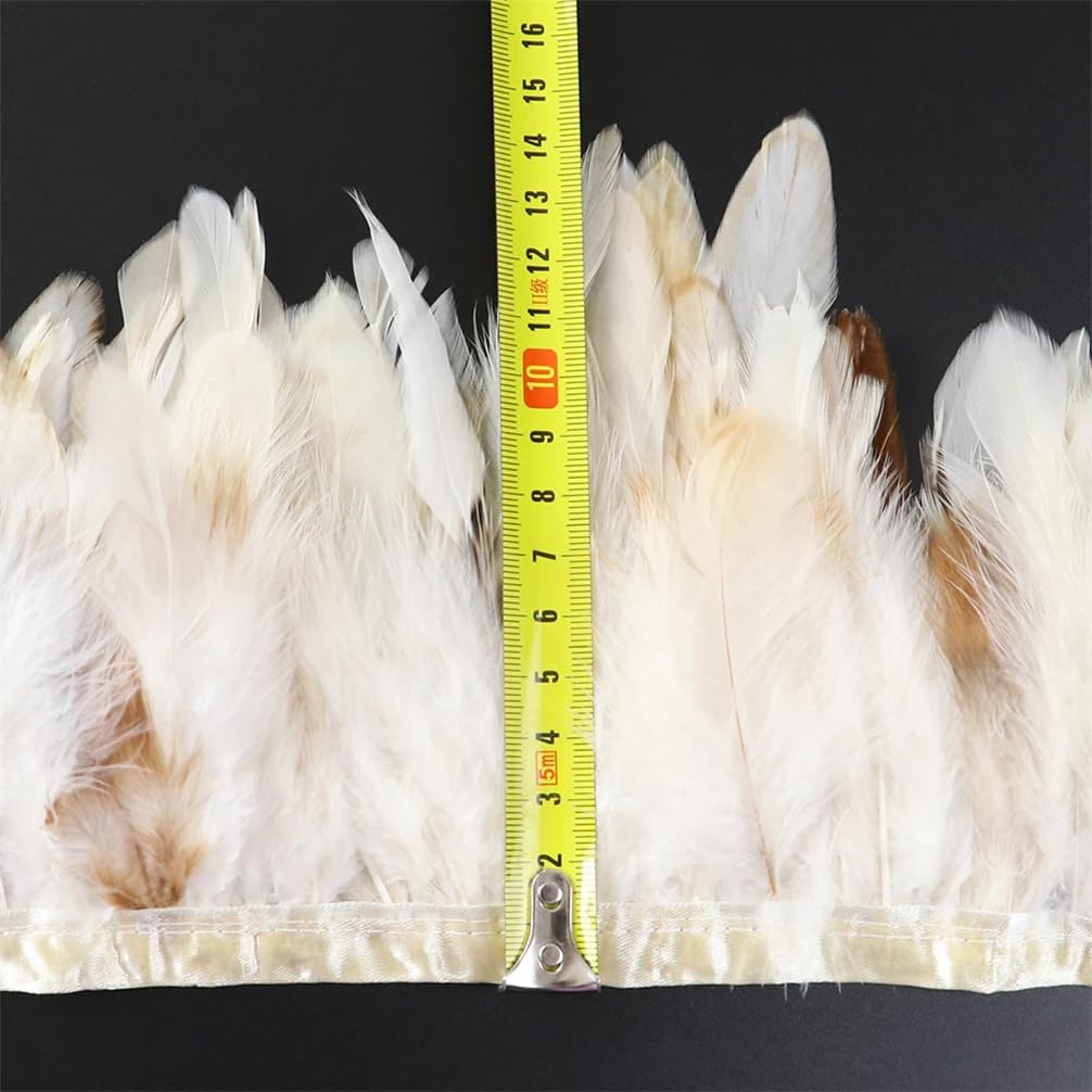 Ozdobna wstążka z piórami, Naturalna wstążka z piórami koguta wielokolorowa 10-15 cm z piórami wiele rozmiarów(Gray,10m)