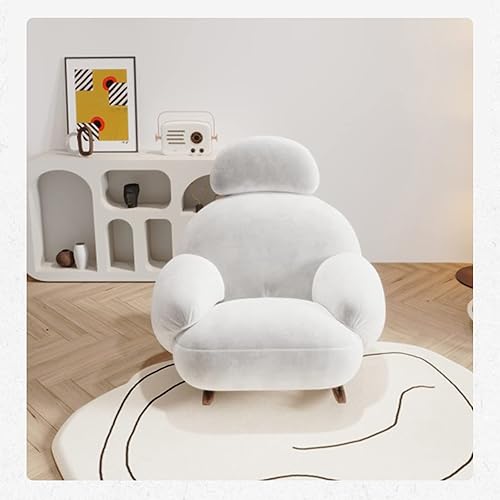 TOMYEUS Sofá perezoso para sofá perezoso, silla mecedora de balcón, silla de ocio de tela, sofá individual, sillón reclinable, color blanco, suave,