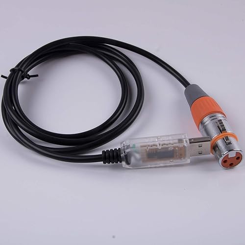 Miniatura 10 de Adaptador de interfaz USB a DMX LED DMX512 para computadora de estudio, PC, controlador de iluminación de escenario, atenuador FTDI RS485 3PIN XLR