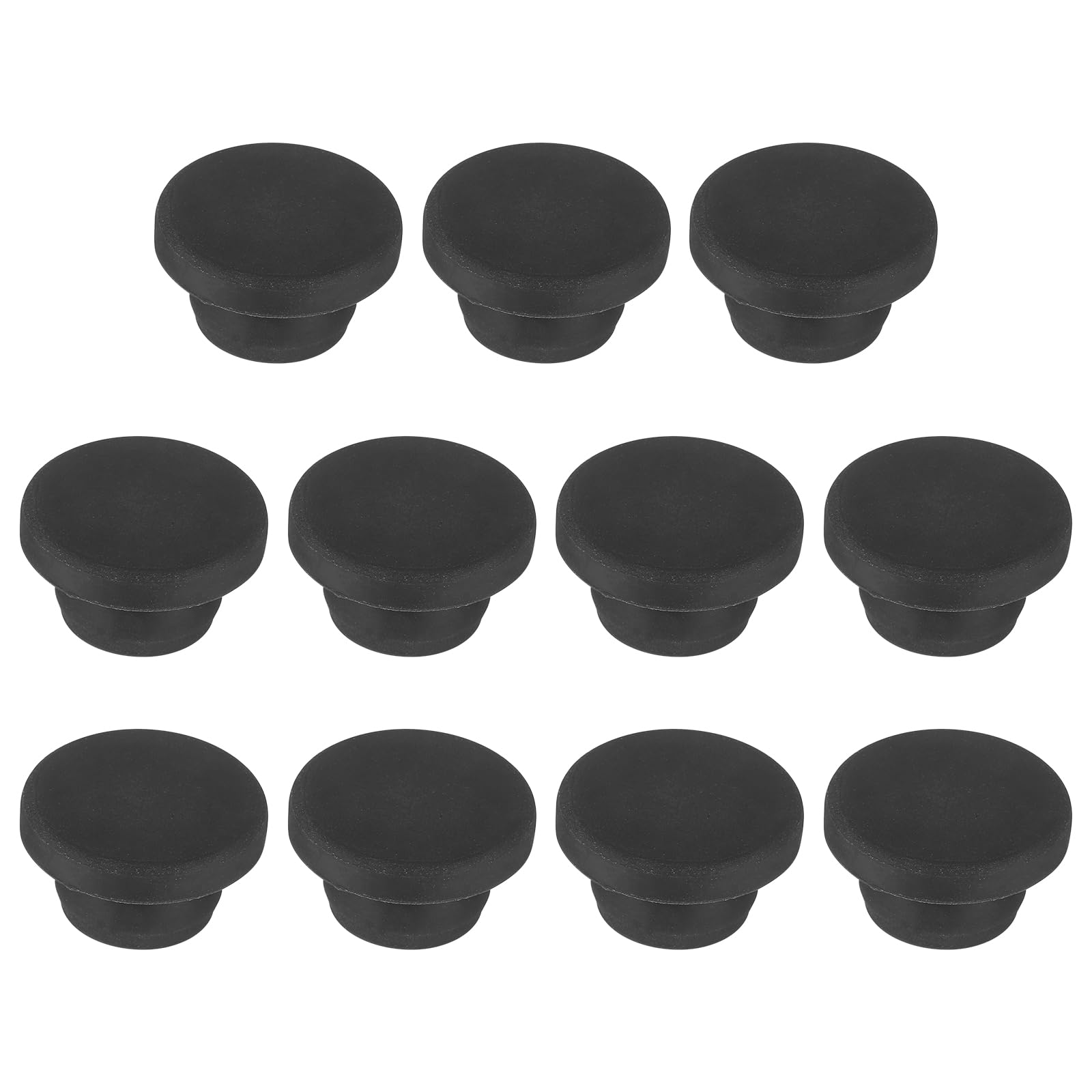 sourcing map 11pcs T-Shaped Silicone Plugs 18mm 23/32 Inch Dia Snap in Plug Hole Seal Cover Round Rubber Stopper for 17.5-18mm Holes Kitchen Rubber Bulkheads Waterproof Sealing, Black