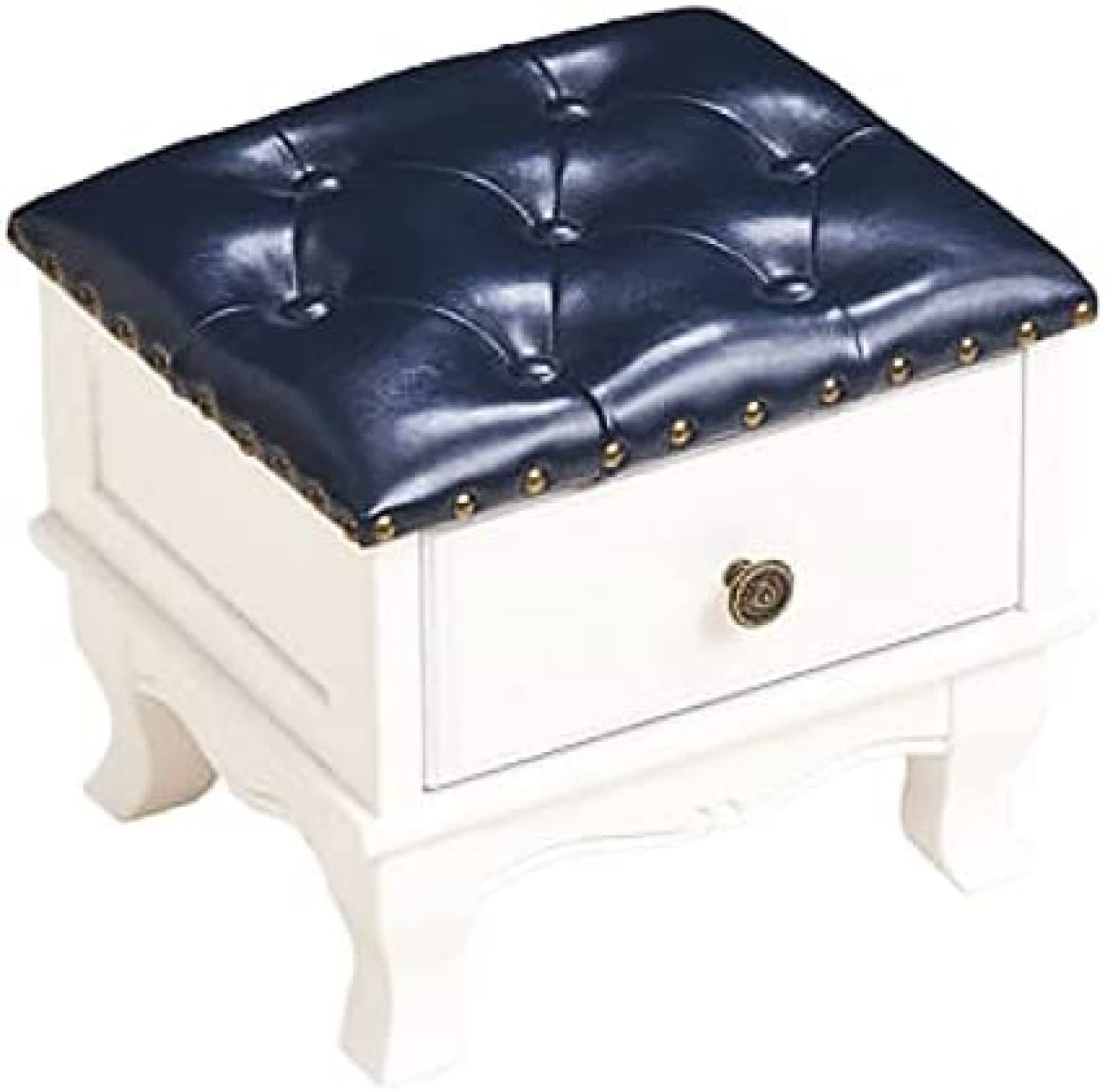 Pouf en cuir avec rangement pour gagner de la place avec repose-pieds en bois