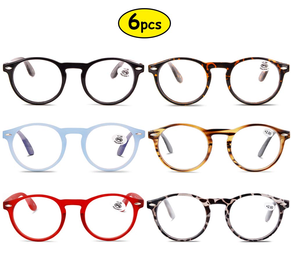 KOOSUFA Lesebrille Herren Damen Retro Runde Nerdbrille Lesehilfen Sehhilfe Federscharniere Vollrandbrille Anti Müdigkeit Brille mit Stärke 0.0 1.0 1.5 2.0 2.5 3.0 3.5