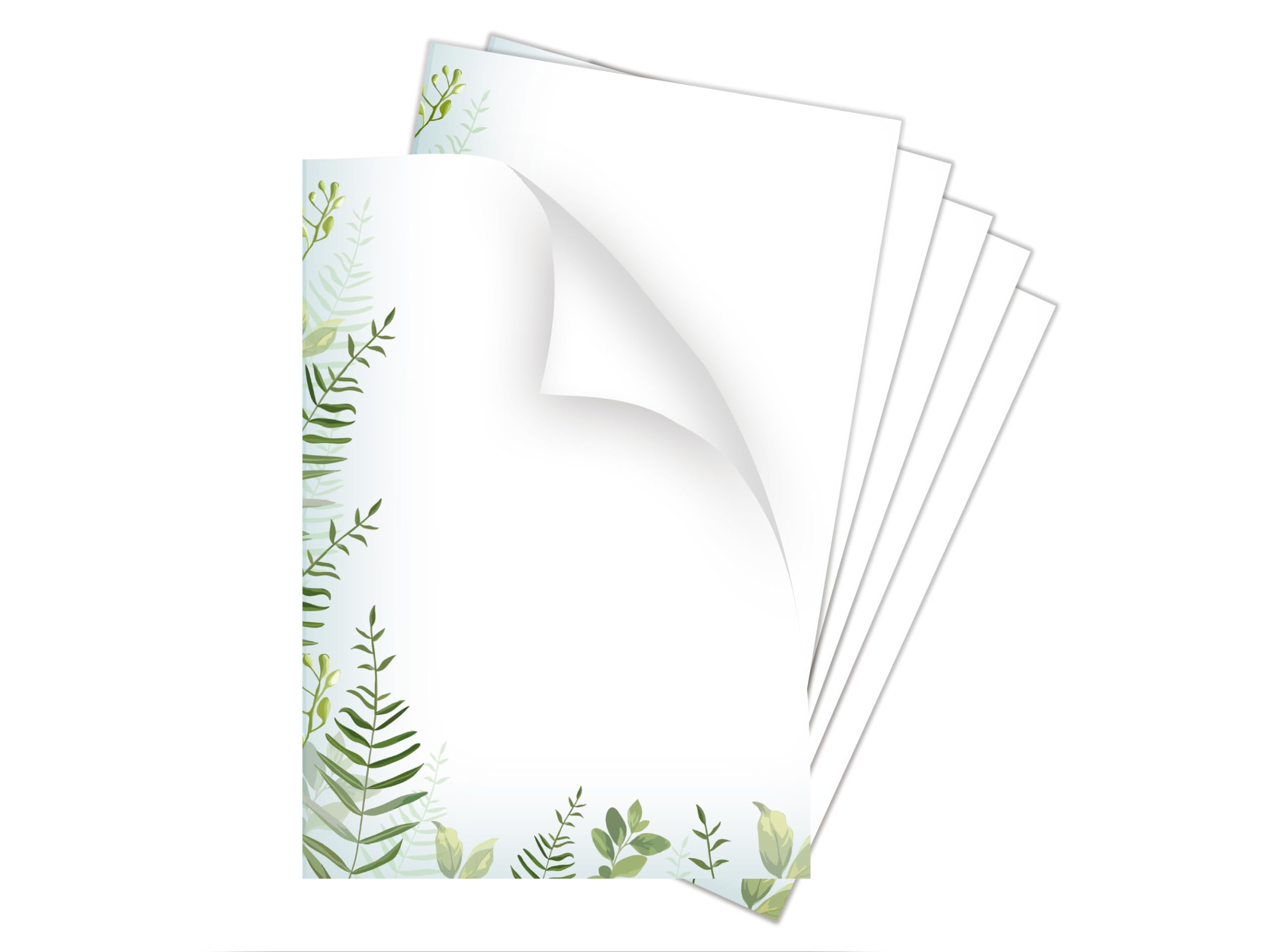 Briefpapier-Set 250 Druckerpapier DIN A4 + 250 Umschläge DIN-lang haftklebend NATUR-LOOK Blätter Zweige beidseitig beschriftbar und bedruckbar Frühlingspost Ostern Taufe Kommunion Konfirmation