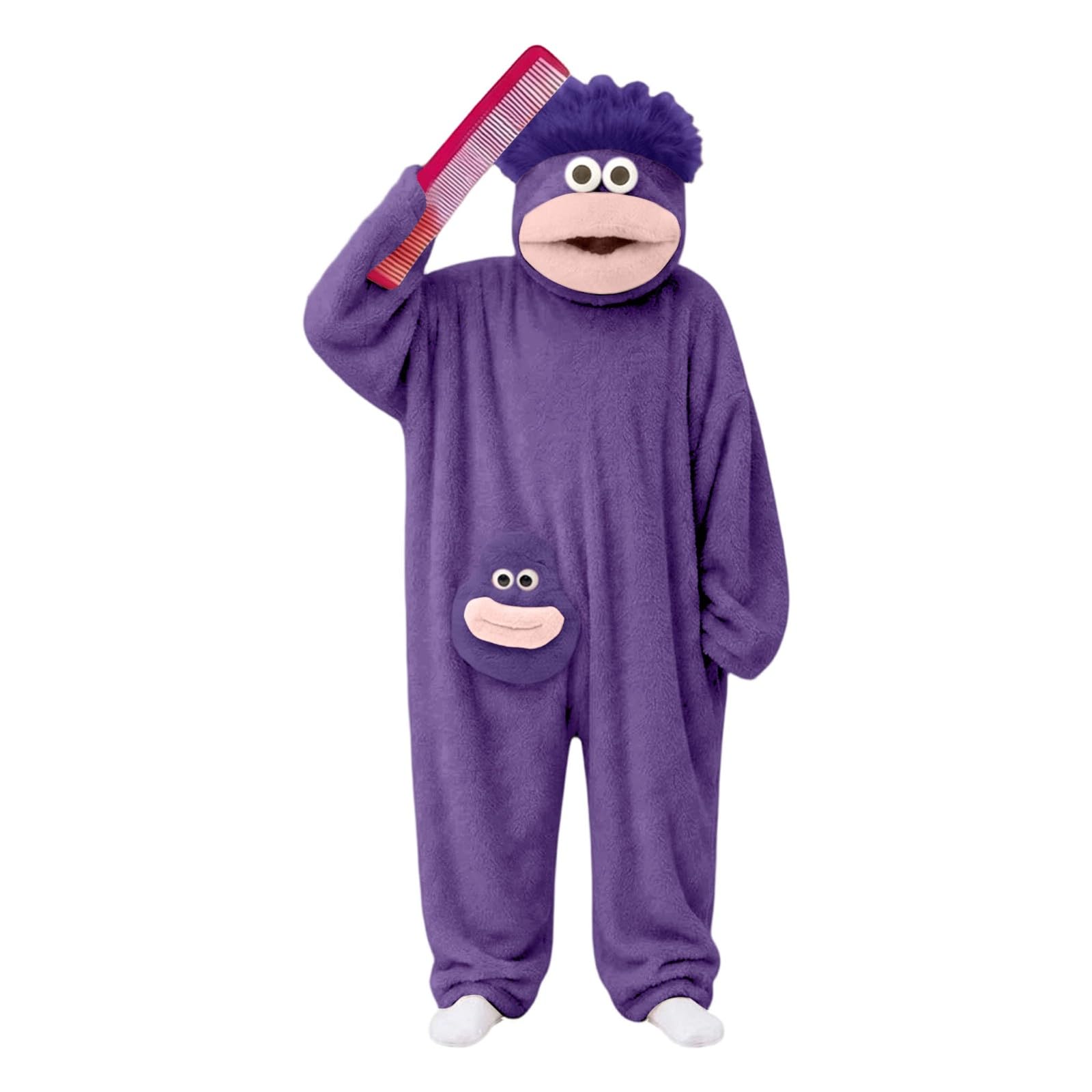 Tuta Onesie in pile per bambini e bambine con cappuccio a mostro rigolo in morbido peluche caldo con tasca per il piacere in famiglia e confortevole