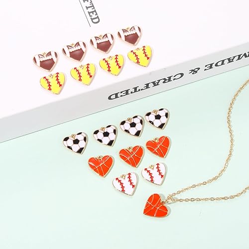 Miniatura 2 de 20 dijes deportivos esmaltados para baloncesto y béisbol, para hacer joyas, juego de pelota de diamantes de imitación, dijes de sóftbol para