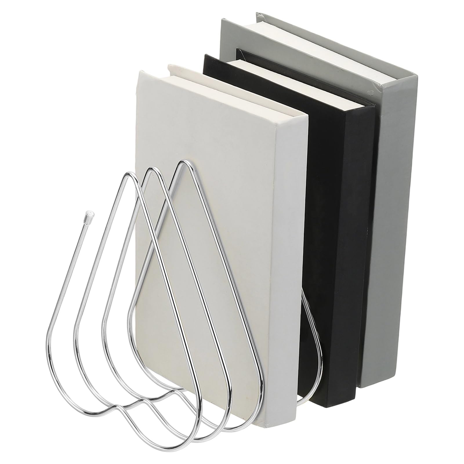 PATIKIL Folder Organizer Stand, 7 Slot Metal Heart Shaped File Rack File Holder for Desk Magazine Letter Paper Mail Home Office Decor Magazine Letter Paper Mail, Silver Tone