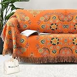 Bohemian Throw Blanket, MODUSKYE Orange Vintage Blankets 78x90 inch Natural Cotton Mandala Queen Bla