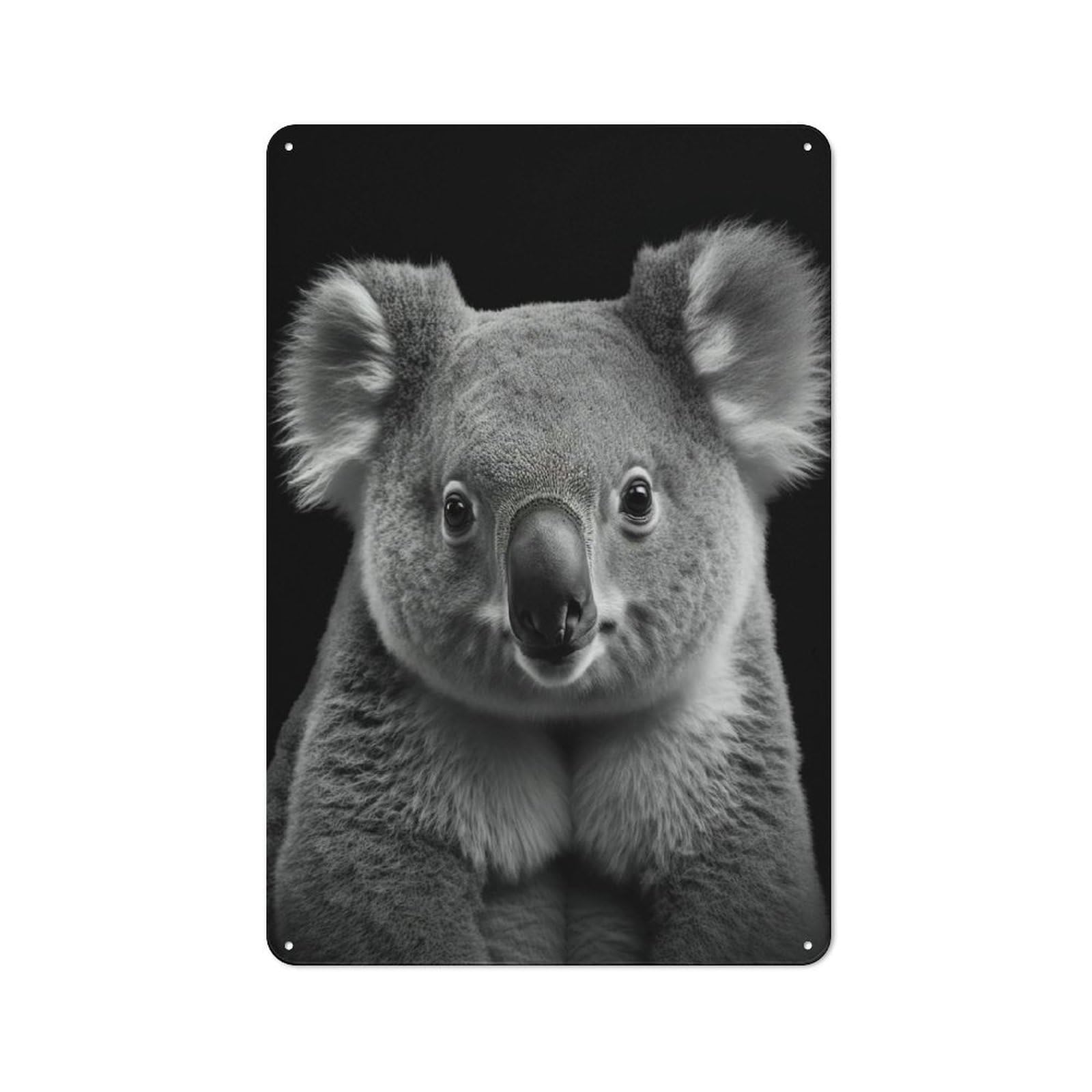 Junmoney Style-21 Tin Wall Plaque 30X20cm With Portrait Of A Koala For Hallway Wall, Suited To Hallway Decor Lovers, For Retro Home Interiors