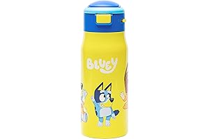 Exclusive Zak Designs Bluey Kids' Stainless Steel Tumbler - Double-Wall Vacuum Insulation,...