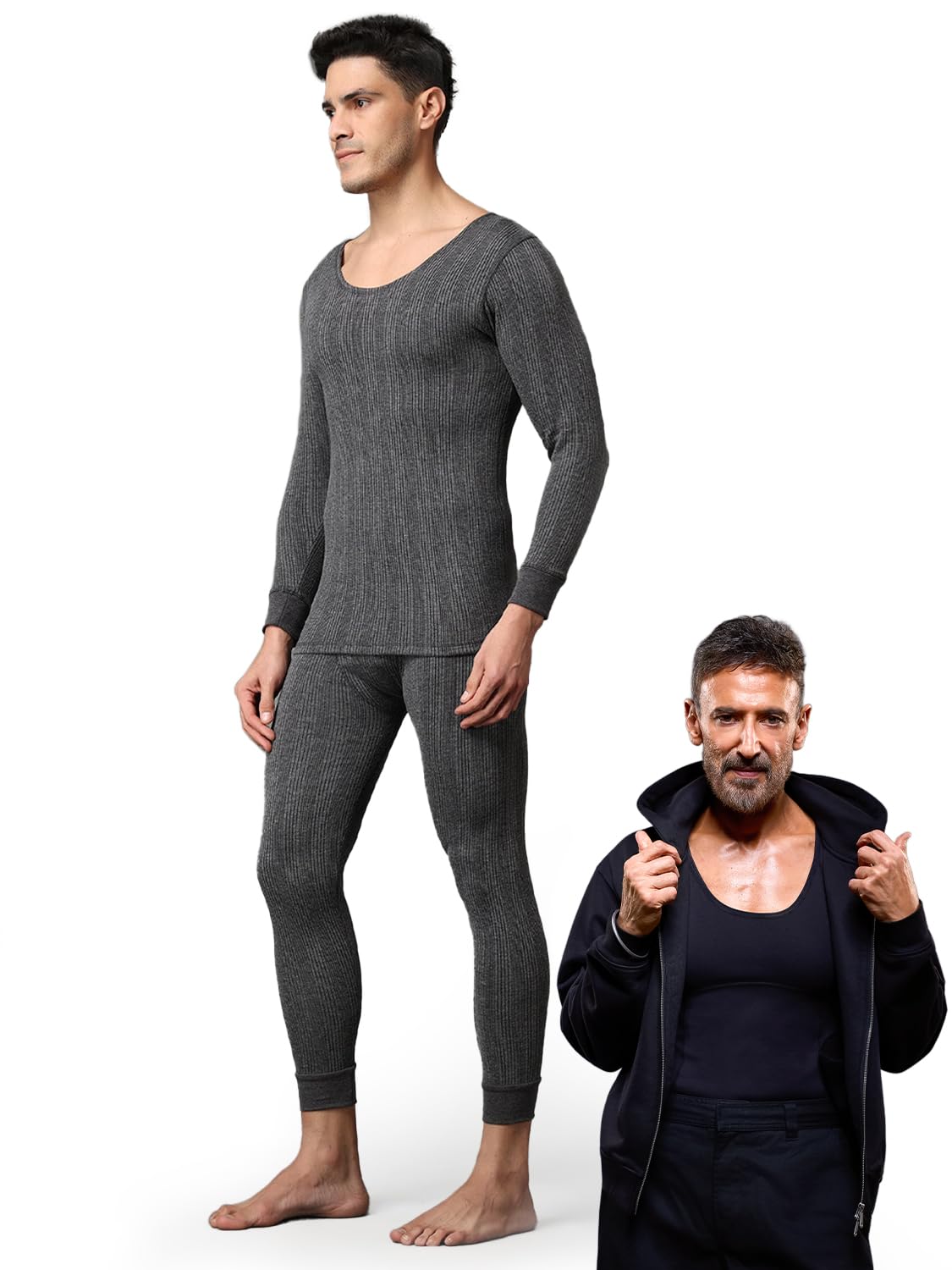 Wearslim® Men’s Cotton Quilted Winter Lightweight Thermal Underwear for Men Long Johns Set with Fleece Lined Soft Tailored Fit Warmer