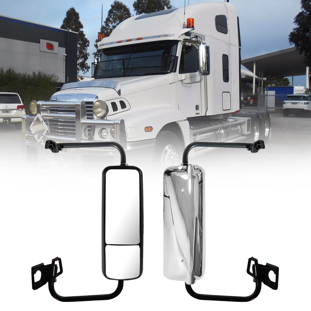 Door Mirror Fits For 2007 freightliner Century 1996-2017 Truck Side Mirror With Power Heated (Chrome (Silver), Left)