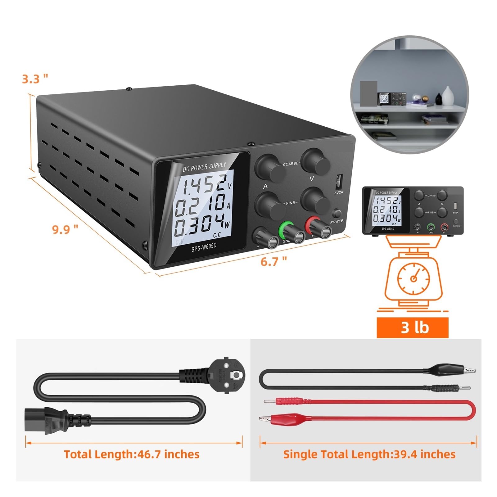 Zasilacz LCD Dightal o mocy 300 W, regulowany, 30 V, 10 A, 12 V, 3 A, przełączany, regulowany, stabilizator napięcia, źródło zasilania DC, do laboratoriów, prac elektronicznych, majsterkowania itp.
