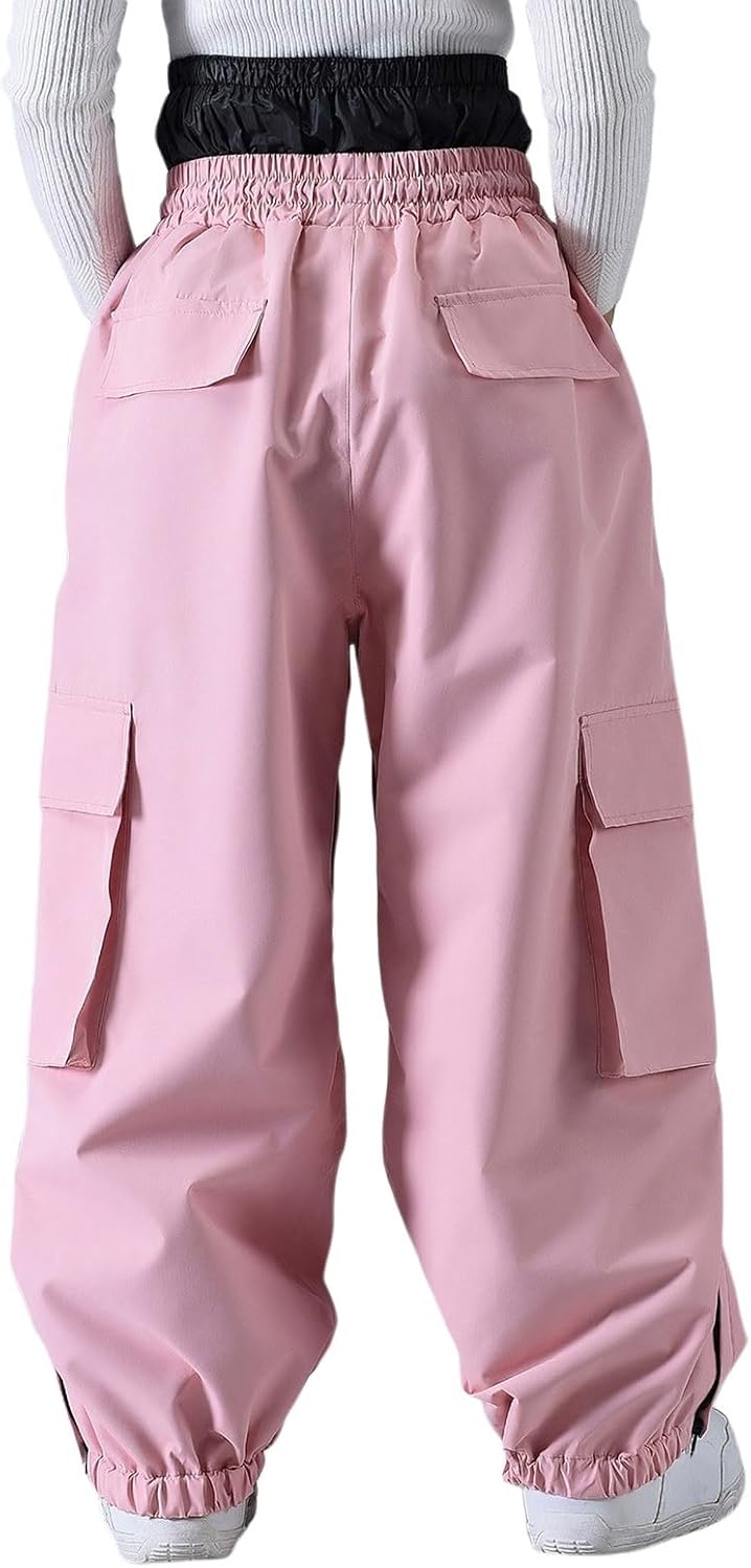 Ski Pant for Women Men Waterproof Windproof Snowboarding Snow Pants Winter Warm Insulated Loose Cargo Snowpant with Pockets