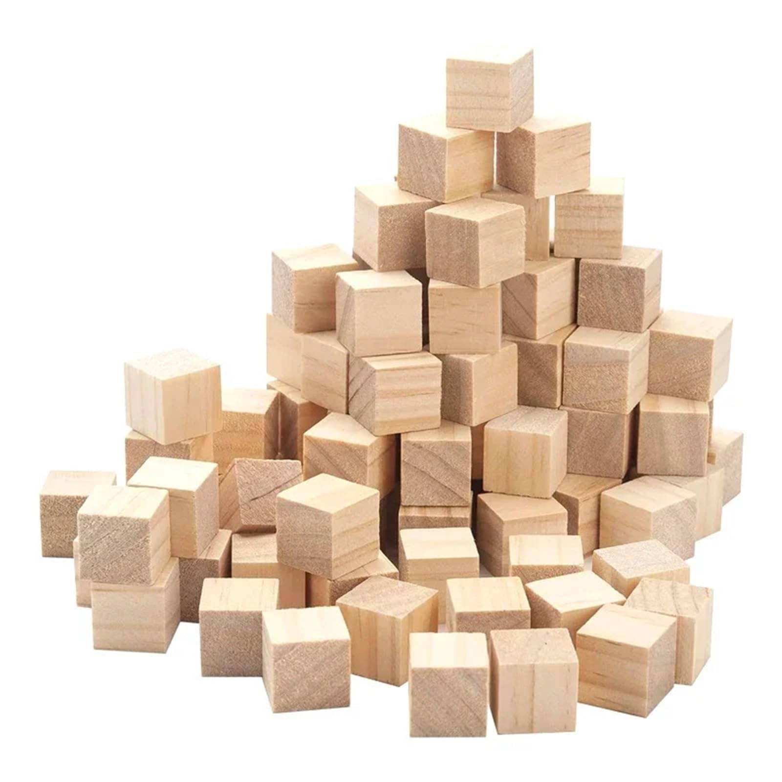 zyrqon 300pcs 2cm Wooden Blocks, Unfinished Natural Solid Wood Cube Block for DIY Project Craft Making Painting Home Decor