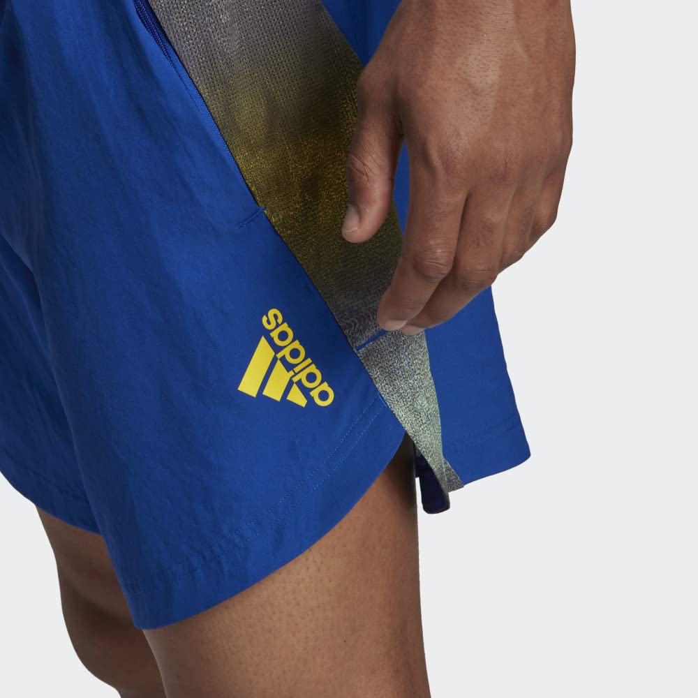 Adidas AEROREADY - Pantaloncini da Allenamento con Grafica a 4 movimenti ad Alta intensit, Team Royal Blu/Giallo Impatto, XL