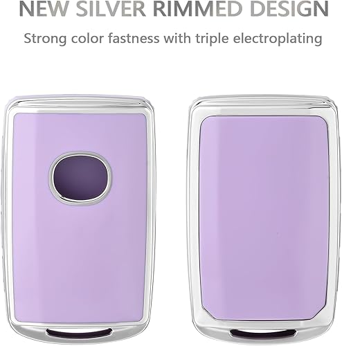 Miniatura 4 de OFFCURVE Funda para llavero de coche compatible con Mazda B, Plata púrpura+llavero