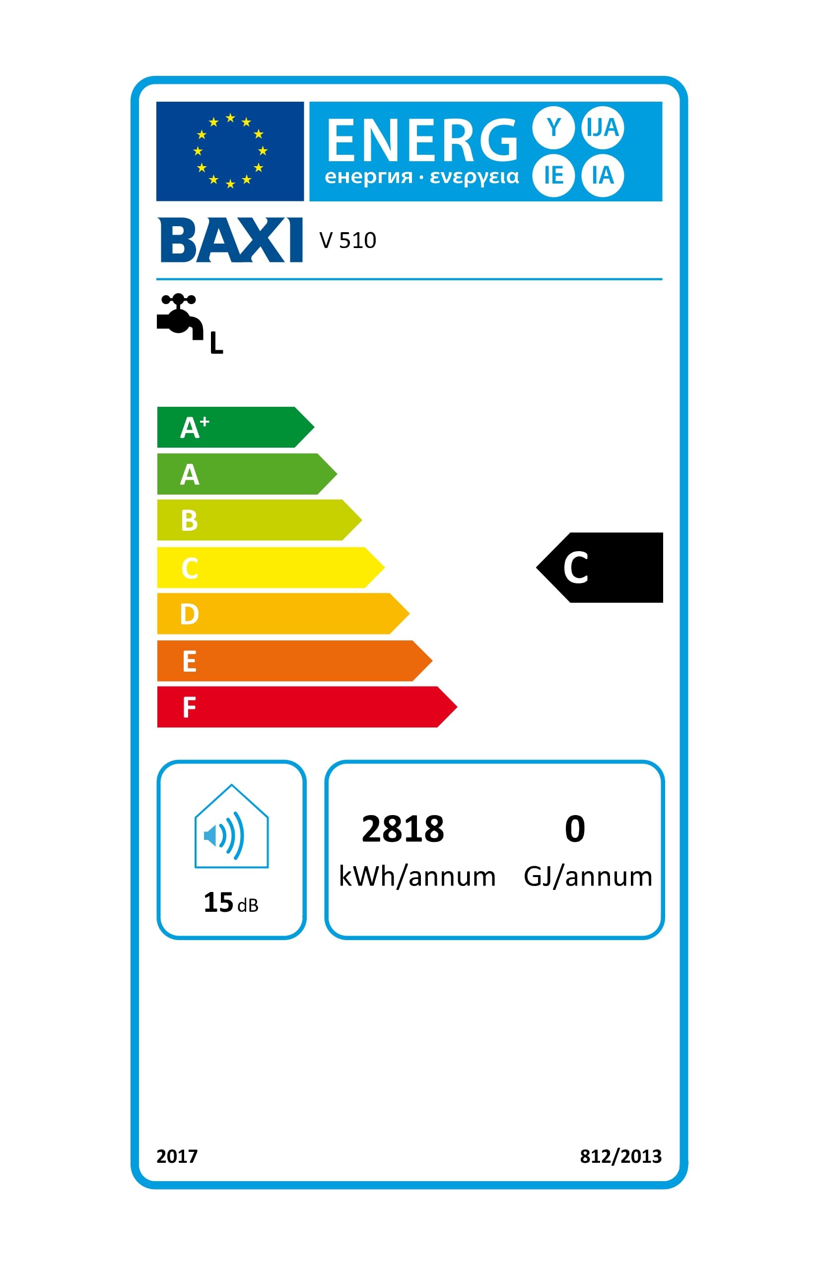 Baxi Must+ V510 Scaldacqua Elettrico Verticale, Boiler Scaldabagno a Accumulo per Acqua Calda Sanitaria, 100 Litri, 1,5 kW