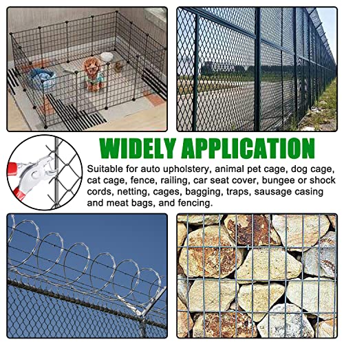 Image of 1000Pcs 1 inch Galvanized Hog Rings Assortment Kit, Professional Hog Rings Installation Kit for Bungee Shock, Cords, Animal Pet Cages