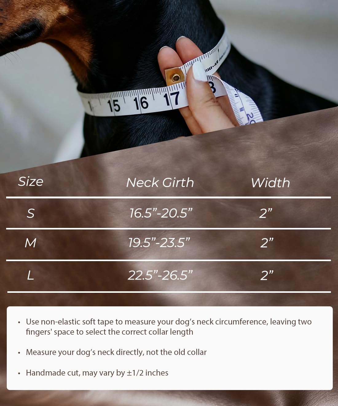 Collar de cuero para perro, collares de cuero genuino resistente de 5 cm de ancho, hecho a mano, suave y lujoso, la mejor opción para perros de raza grande y mediana de 19.5 a 23.5 pulgadas