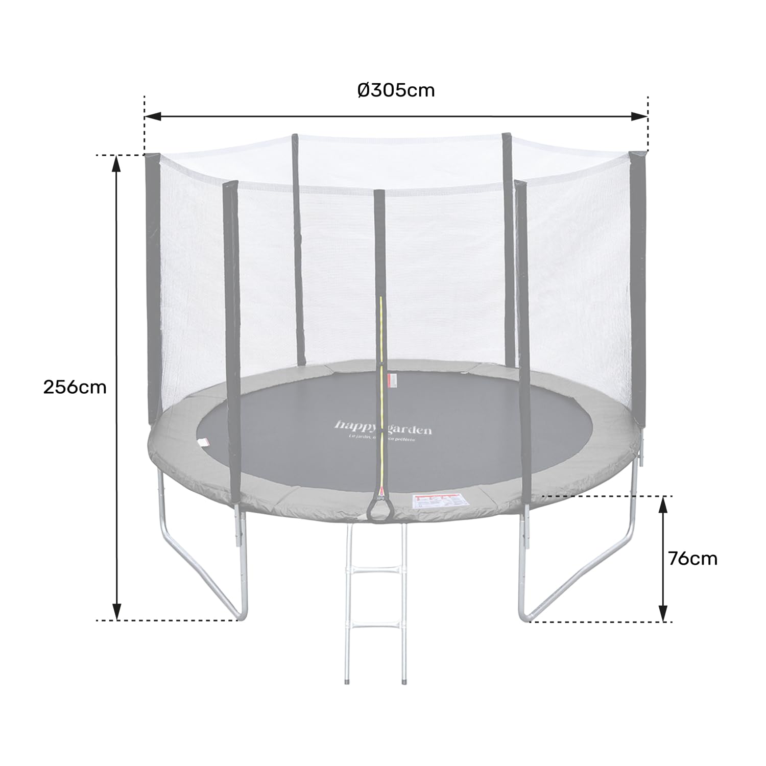 Pack Premium Trampoline de Jardin Rond pour Enfants 305cm réversible Rose/Gris ADELAÏDE + Filet, échelle, bâche et kit d'ancrage, Montage Facile