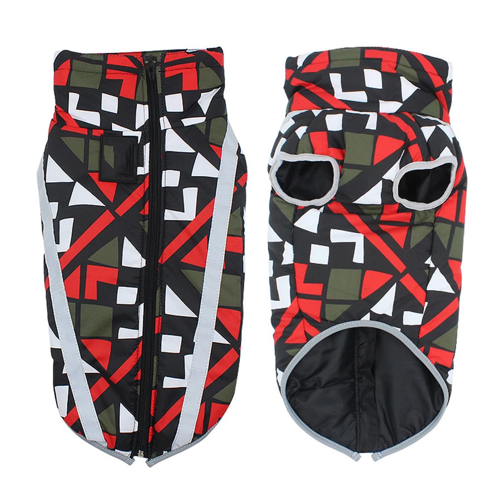 Waterproof Dog Jacket, Camouflage Winter Warm Reflective Coat Windproof Warm Clothes Cozy Dogs Winter Apparel Outdoor Clothes Pet,Red,XXL