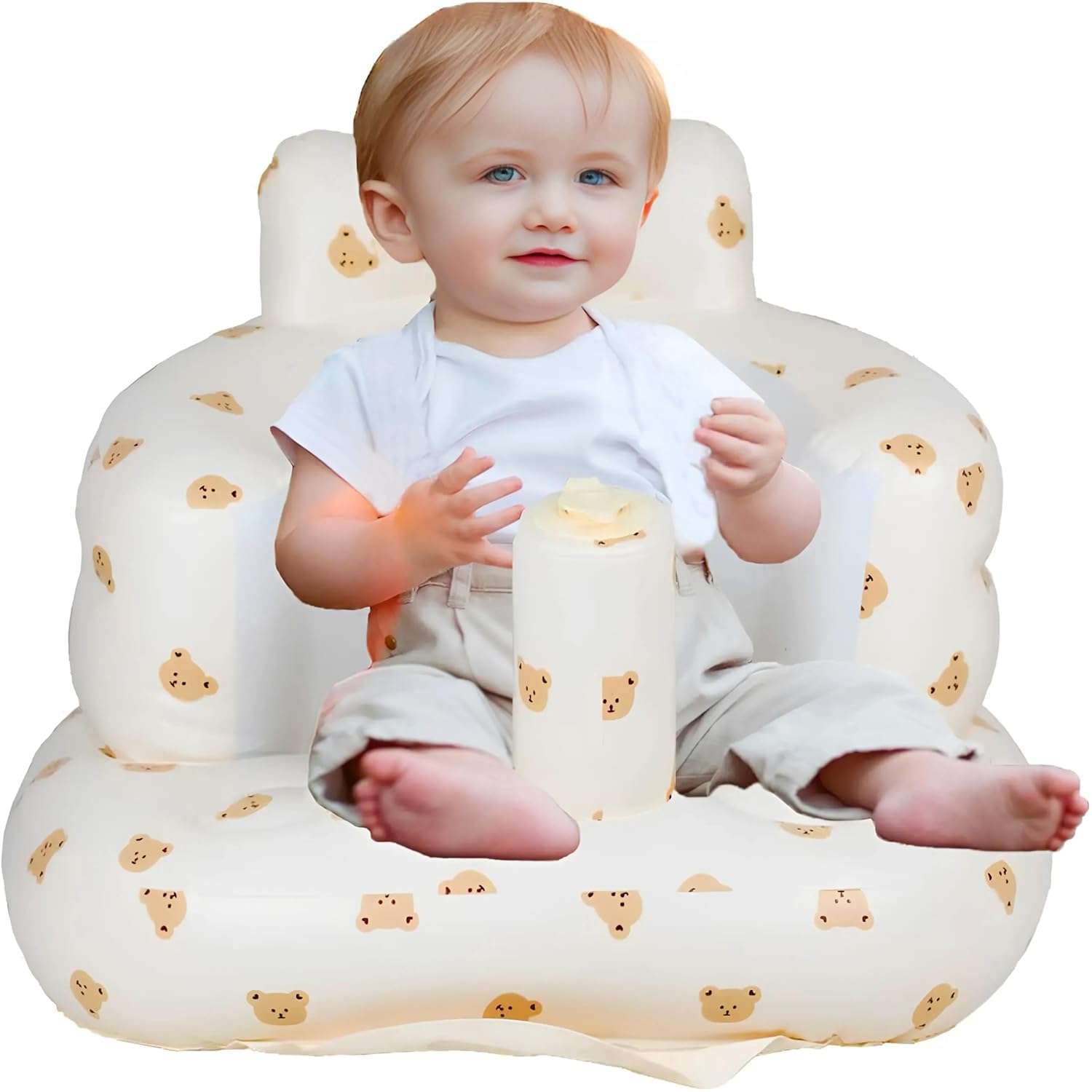 Inflatable Baby Seat for Babies 6-36 Months, Baby Floor Seats for Sitting Up, Babys Sofa for Infants, Blow Up Baby Chair with Built in Air Pump | Cartoon Pattern Kids Inflatable Seat-image-41