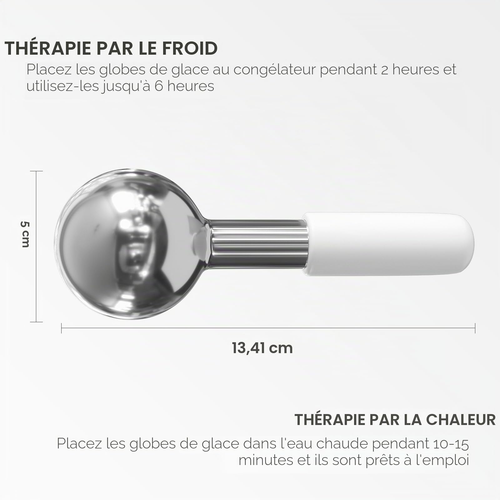 Glaçons incassables en acier inoxydable pour le visage, le cou et les yeux, bâtons cryogéniques pour soins de la peau, ciblent les cernes, les poches, les rides et les productions de collagène, blanc
