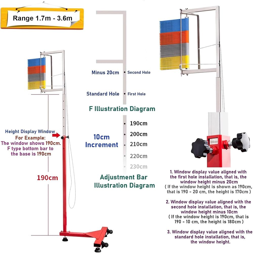 Pro pionowy tester skoków, skok wzwyż 170 cm - 360 cm, stabilny podłogowy pomiar skoków z kółkami, pomoc w siatkówce