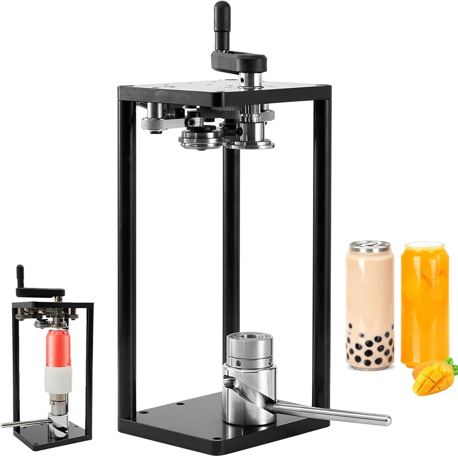 Manuelle Dosenversiegelungsmaschine, Handkurbel, Soda-Dosenversiegelung für 330/500/650 ml Gläser, geeignet für Konserven, Milchtee, Kaffee, Versiegelungsdurchmesser 55 mm