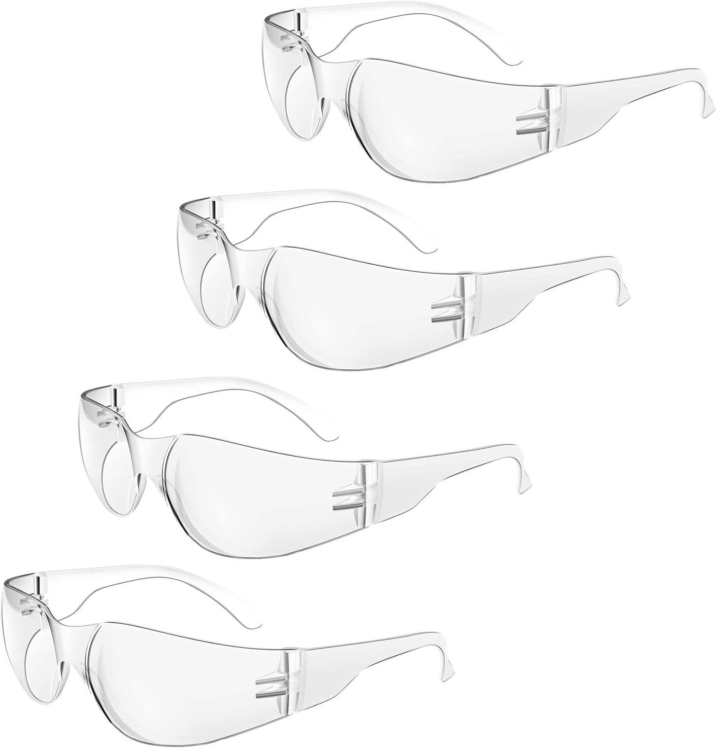 HBSTUDIO Clear Safety Glasses Protective Eyewear for Men Women, Scratch & Impact Resistant Eye Protection for Work, Lab(4Pack)