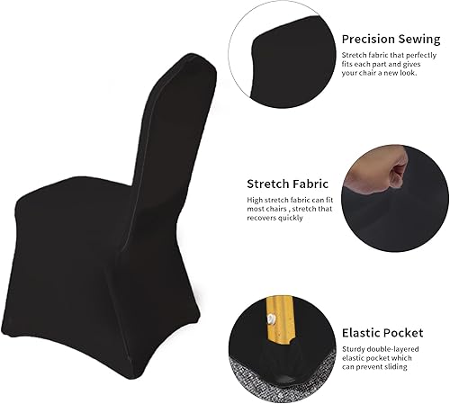 Miniatura 8 de Wexninaz Fundas para silla, 50 unidades, color blanco, lavables, extraíbles, universales, para bodas, fiestas, comedor, banquetes, poliéster y