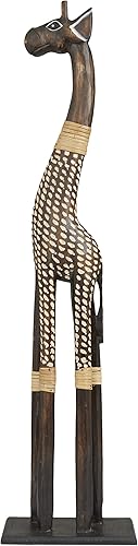 Miniatura 8 de Deco 79 Escultura de jirafa de madera, 8 x 4 x 31 pulgadas, marrón oscuro