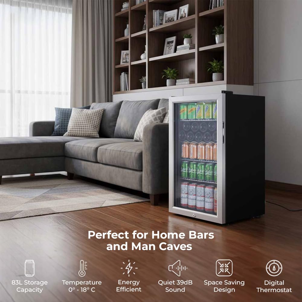 Subcold Super85 LED - Under-Counter Fridge | 85L Beer, Wine & Drinks Fridge | LED Light + Lock and Key | Energy Efficient (Stainless Steel, 85L) — view 7