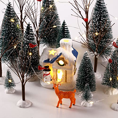 Sratte 38 Pieces Christmas Village Trees Set Christmas Village Accessories Decor Mini Bare Branch Miniature Snow Frost Trees Home Table Top Decoration - Thumbnail 4