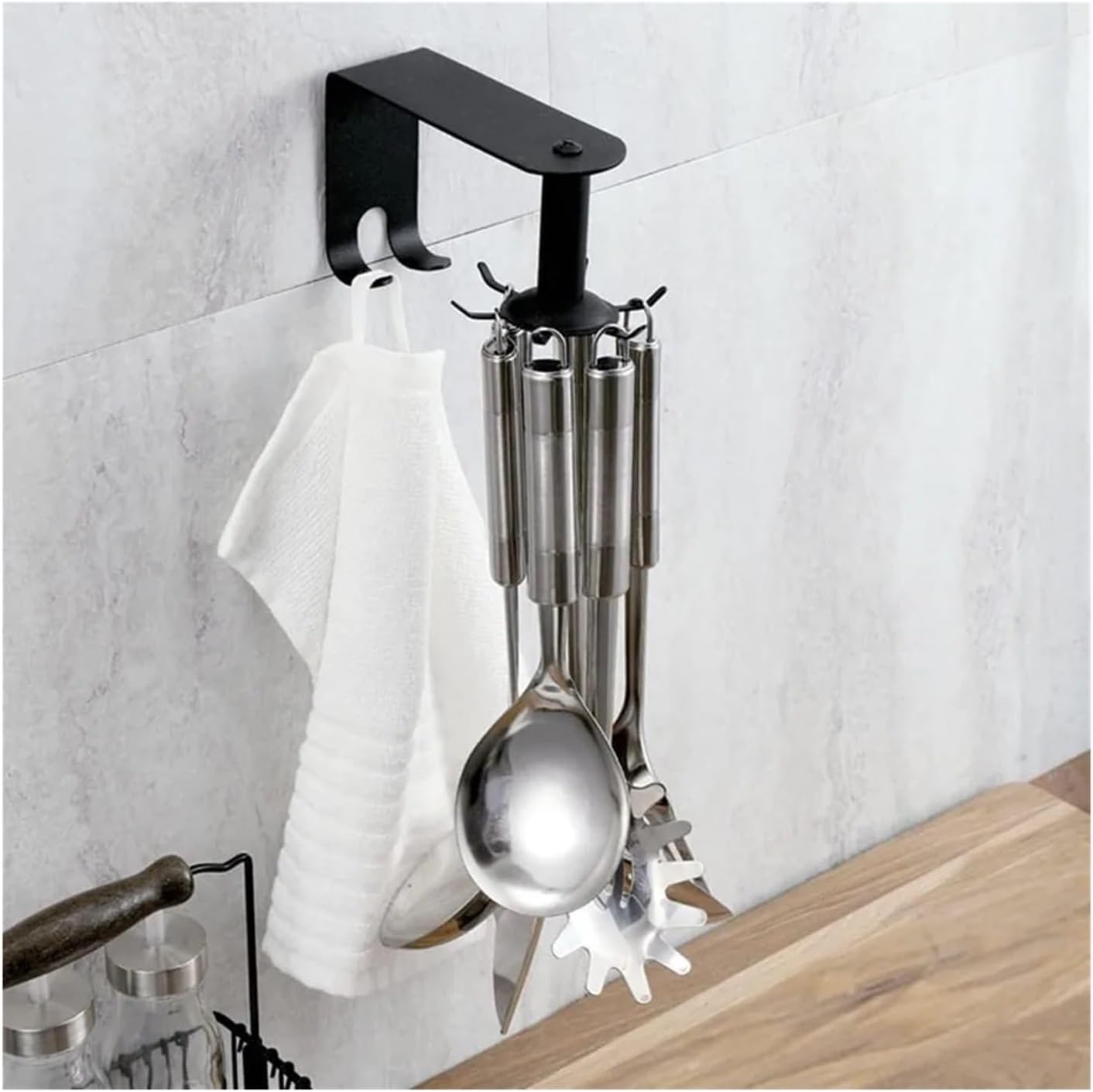 1pcs Kitchen Utensil Hanger Rotatable Hooks Wall Nt Stainless Steel Rack Cabinet Bathroom
