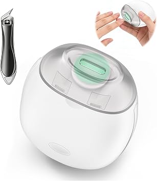 Electric Nail Clipper with Ingrown Nail Clipper, 2 in 1 Nail Trimmer with LED Light & Storage Box, Portable 3 Speeds Electric Toenail Clippers, Suitable for Kids, Adults and Seniors, White