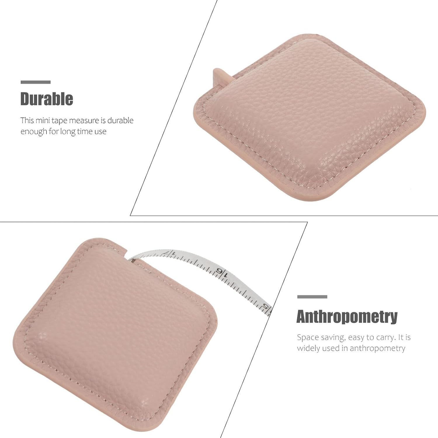 Lurrose Lovely Mini PU Tape Measure Flexible Soft Body Measuring Tape for Chest Circumference Portable Cartoon Tailor Sewing Craft Tool in Pink
