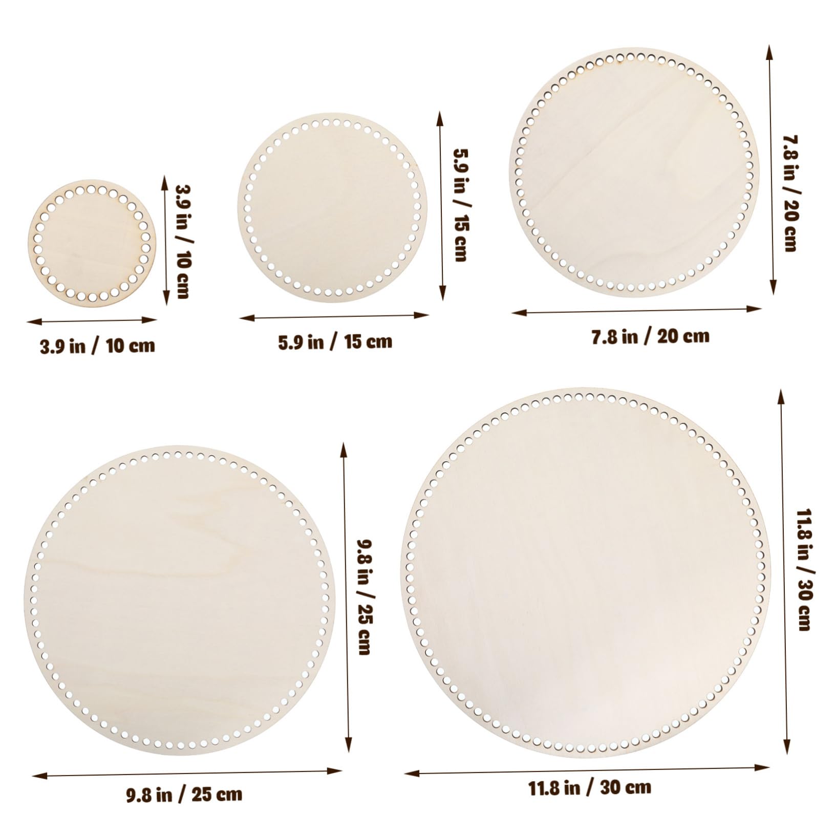 ERINGOGO 5 Pcs Crochet Bag Bottom Bases Round Wooden Frames Crochet Basket Bottom Shaper