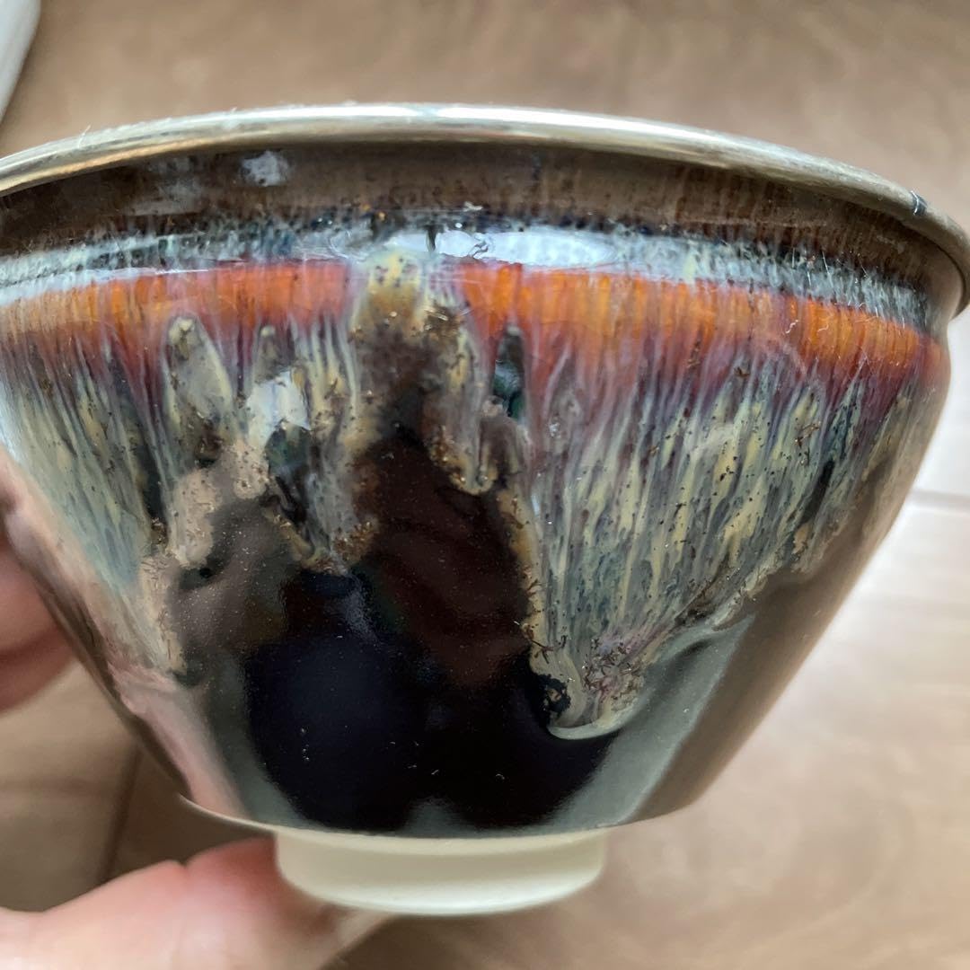 草山作　天目茶碗　覆輪付き　銀覆輪 草山作 天目茶碗 覆輪付き 銀覆輪 - メルカリ