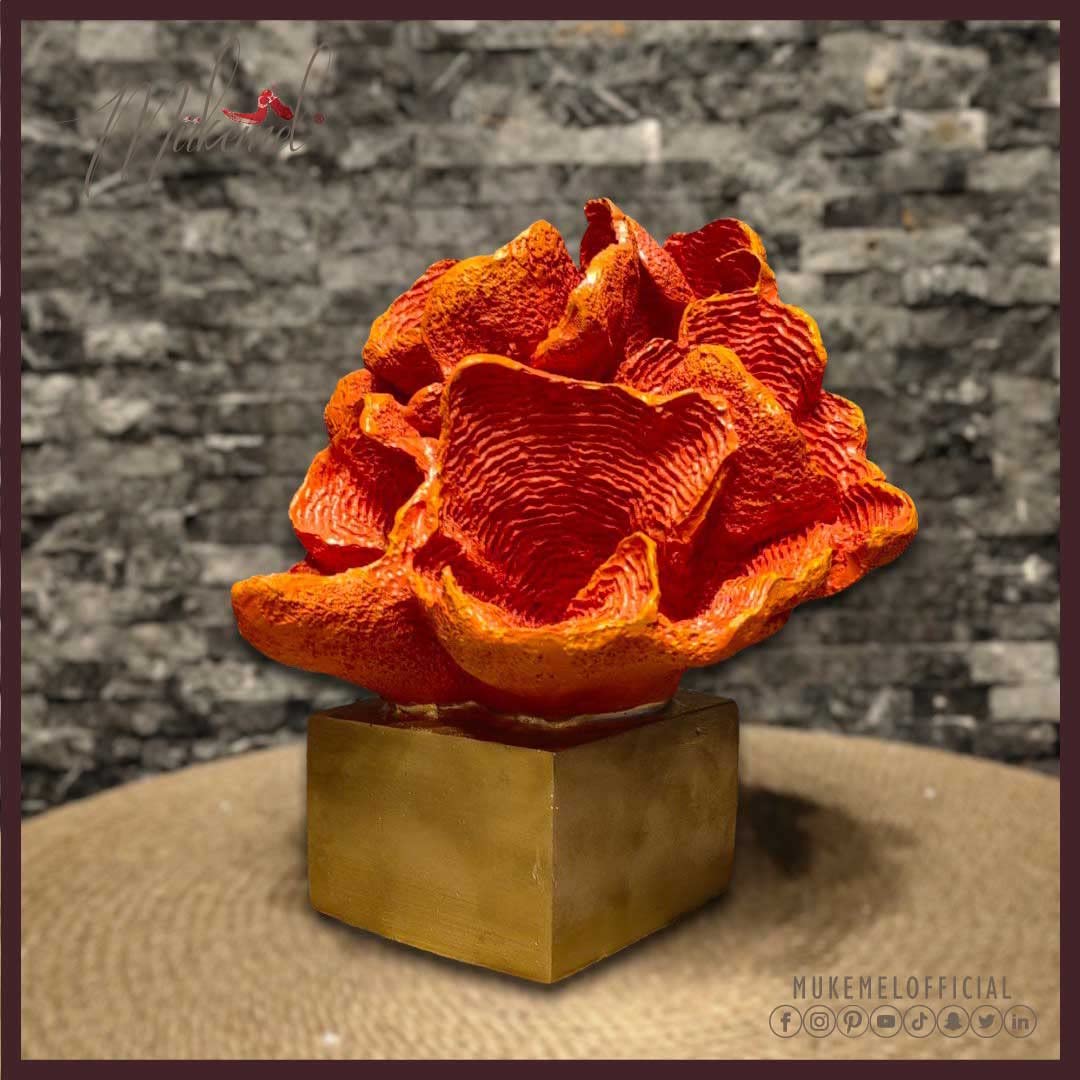Juego naranja coral (decoración del hogar, artesanía, estatua de mar profundo, misterio del mar) Mukemel Designs -STB0008/9/9z (flor de coral)