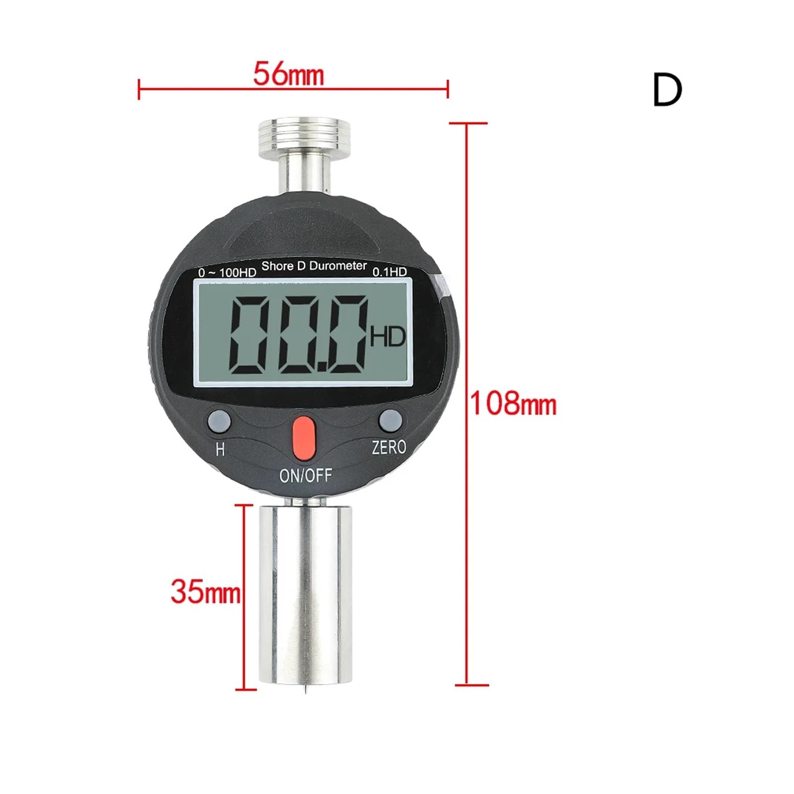 Härteprüfgerät, Tragbares digitales Shore-Härtemessgerät Durometer Härteprüfgerät mit großem Display for Gummireifen(C)