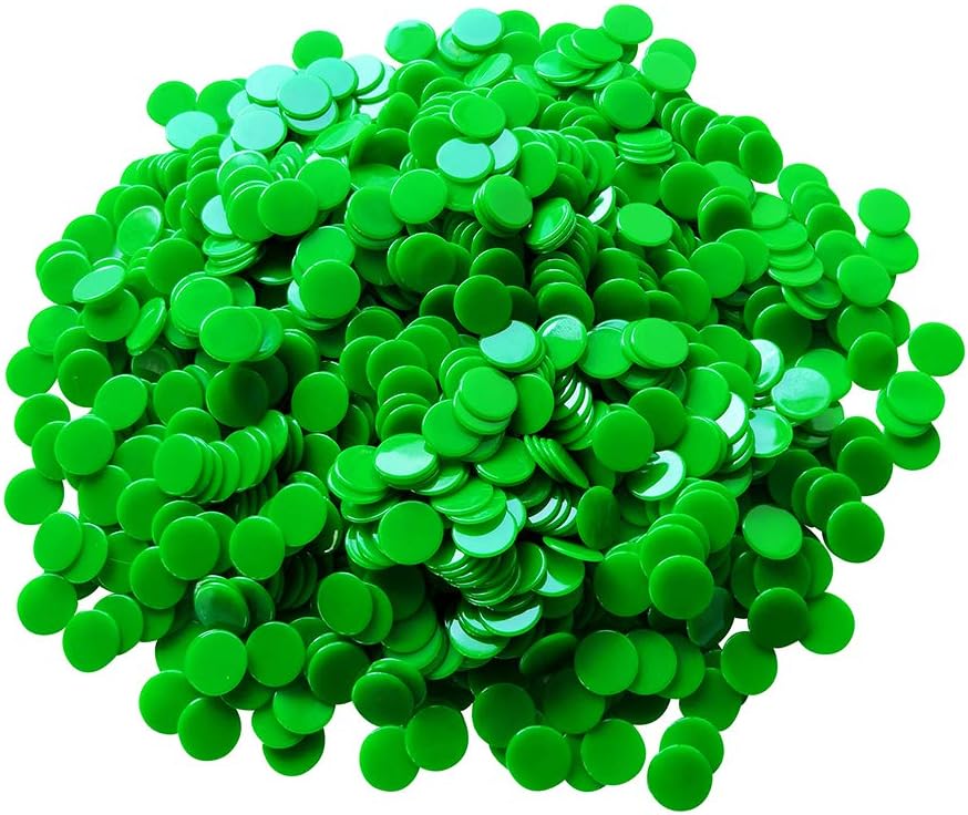 Mavvel Yuanhe 1000 Pieces 3/4 inch Solid Opaque Bingo Counting Chips-Green