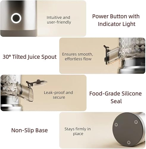 Miniatura 5 de Exprimidor eléctrico de cítricos, exprimidor portátil de alto rendimiento para naranjas, limones, limas, operación manos libres con un solo toque,