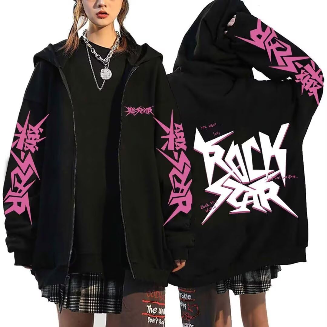 SKZ Zip Up Hoodie Women Felix Hyunjin Bangchan Y2K Fall Oversize Sweatshirt