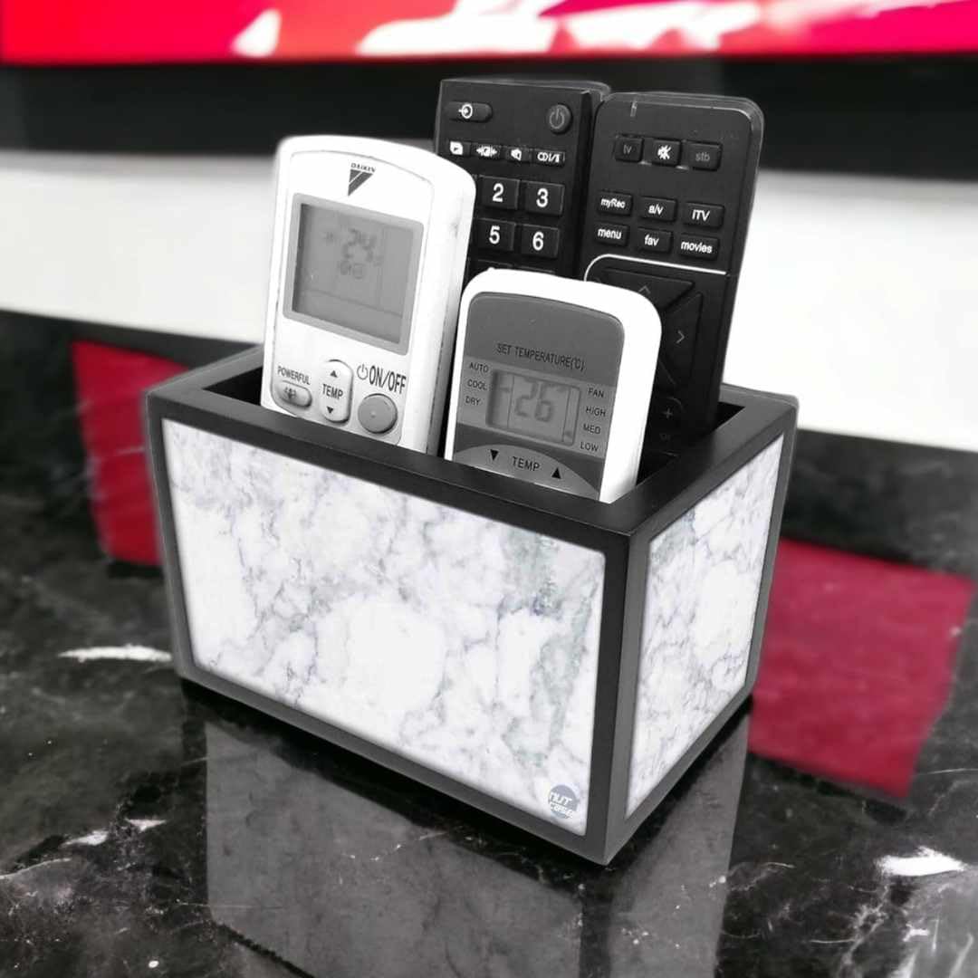 Nutcase Designer Wooden Remote Control Holder Stand Organizer Caddy for TV/AC Remotes-Multipurpose Desk Organiser-6”x4”x4” 2